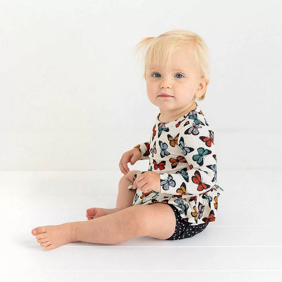 Posh Peanut 3/4 Sleeve Flutter Dress Bummie Set Outlet