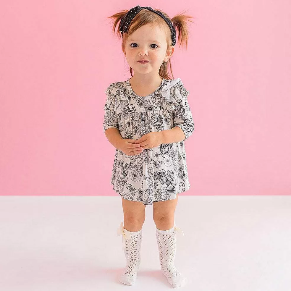 Posh Peanut 3/4 Sleeve Flutter Dress Bummie Set Outlet