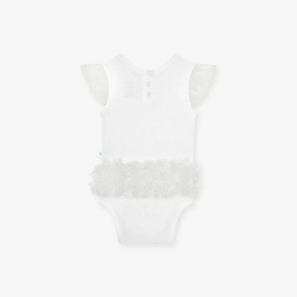 Posh Peanut Tulle Sleeve Ruffled Back Bodysuit Best Sale
