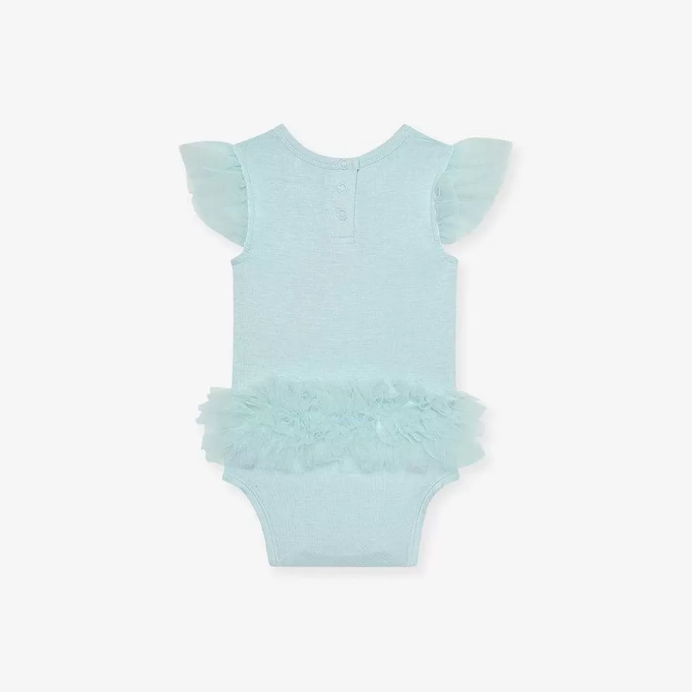 Posh Peanut Tulle Sleeve Ruffled Back Bodysuit Cheap