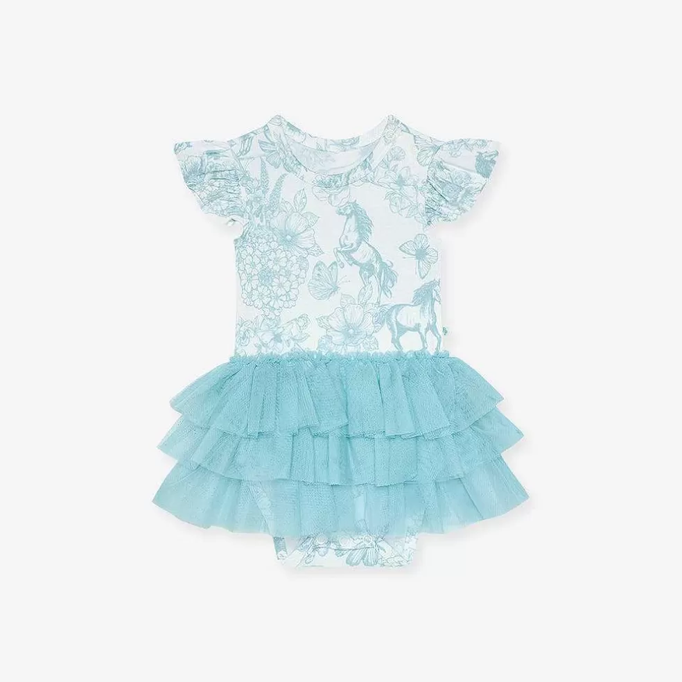 Posh Peanut Tulle Smocked Bodysuit Dress New
